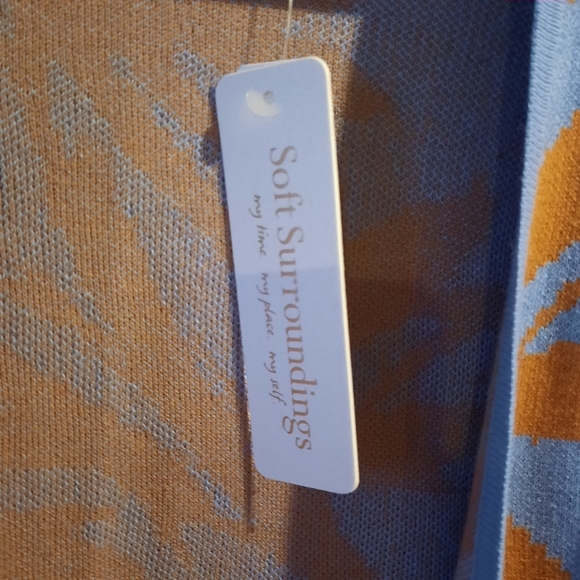 Soft Surroundings Cardigan Sweater Size Large Blue Rust Orange Royal Bay Open - Picture 4 of 11